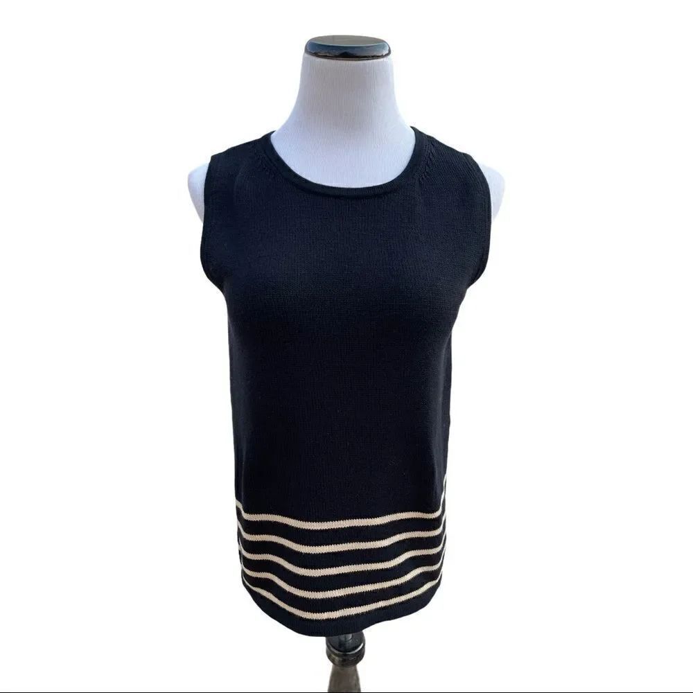 Liz Claiborne Black Tan Sweater Size M Knit Vest